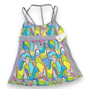 $80 NEW Trina Turk Recreation Lava Lamp Yoga Tank Top Swirled Colors Medium